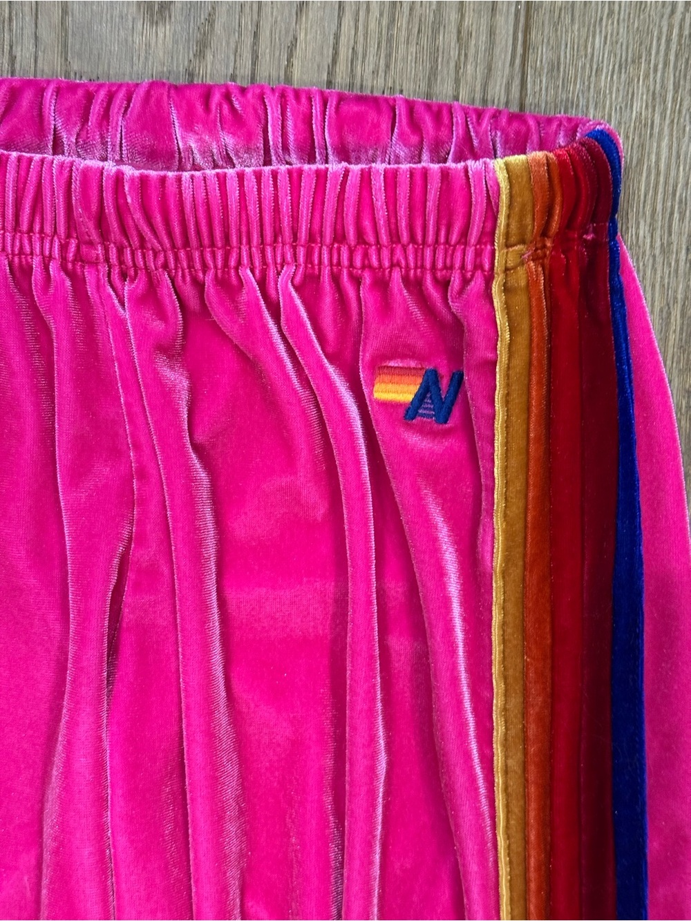 Aviator Nation Pink Classic Velvet Rainbow 5-Stripe Sweatpants Joggers Rare - XS - Picture 3 of 9
